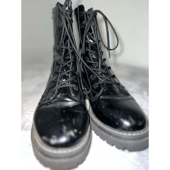 BENCH Women’s Lace Up Black Moto Combat Boots 10 - Picture 5 of 9